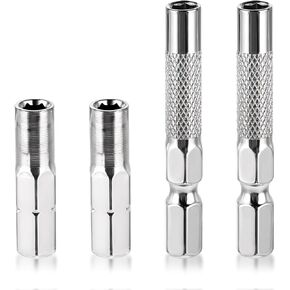 4 Pcs 1/4 to 4mm Drill Bit Adapter, 2 Pieces 1/4 to 4mm Hex Adapter Magnetic and 2 Pieces Drill Extension Micro Bit Holder for Sockets and Precision Bits Set Screwdriver Converter