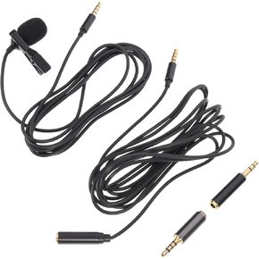 Yardwe 2sets Mic Kit for Recording Interviews Omnidirectional Microphone for Phones Cameras Laptops Design Extension Cable Adapters Sound Quality