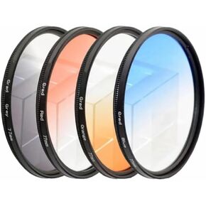 Blue Orange Red Grey Neutral Density Camera Lens Filter for DSLR Camera Photography 52mm 58mm 77mm(62mm,Grad Orange)