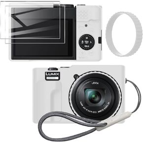 Silicone Case for Panasonic LUMIX ZS99 with Removable Lens Cover and 2PCS Screen Protector and a Lanyard lumix zs99 case - Black