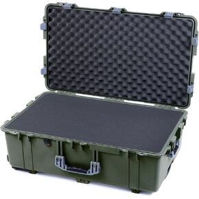 ColorCase Pelican 1650 Case OD Green - Large Sized Rolling Waterproof Case with Pick & Pluck Foam & Convoluted Lid Foam - Orange Handles & Latches