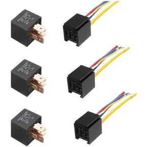 5pcs 4/5 Pin 80A Car Relay Automotive Relays Normally Open DC 12V/24V Relay with Socket(12V 5Pin with Socket)