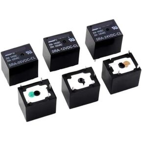 100pcs مرحلات SRA-05VDC-CL SRA-12VDC-CL SRA-24VDC-CL ترحيل الطاقة 5 PIN DC 5V 12V 24V 10A 250VAC 5PIN ترحيل السيارات الأسود (12V)