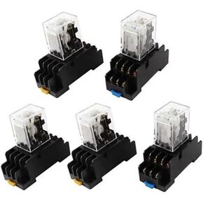 5pcs DC 24V Coil 4PDT 14 PIN GREEN LED RELAY W RELAY W SOCKET