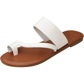 Women's Dressy Flat Sandals Comfortable Slip On Leather Slide Flip Flops for Women Lightweight Casual Walking Slippers 2025 Indoor Outdoor Arch Support Yoga Mat on Summer Beach Thong Cushion