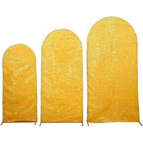 Efavormart Set of 3 Silver Metallic Fringe Chiara Backdrop Stand Covers, Fitted Covers for Round Top Wedding Arches - 5ft, 6ft, 7ft