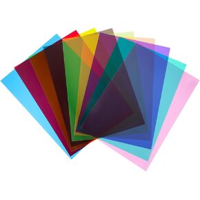 Angoily 9Pcs Transparent Color Gel Filters Assorted Color Correction Lighting Gels for Photography Strobe Light Art Projects and Scrapbooking