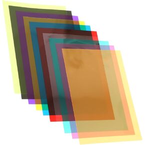 POPETPOP 10Pcs Color Lighting Filter Sheets Transparent PVC Gels for Photo Video for LED Strobe Lights Color Correction Effects Lightweight High Transmittance