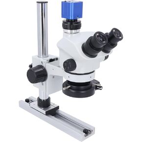 Trinocular Stereomicroscope Kit, Comprehensive Software Support Mobile Sliding Rail Design Trinocular Stereomicroscope Camera Kit for Fine Machinery (US Plug)