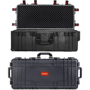 Waterproof Rolling Case 36 x 17.5 x 13.5 Inch, Hard Equipment Carring Case with Foam/Wheels/ 3 Large Handle for Camera, Tool, Crushproof, Dustproof, Lockable, Inner 32.1" x 13.9" x 10.8"