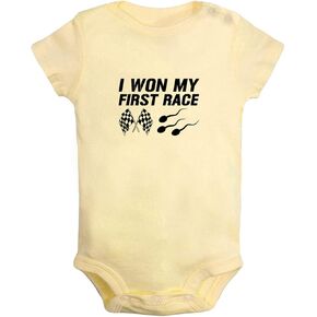 iDzn I Won My First Race Funny Rompers Newborn Baby Bodysuits Infant Jumpsuits Outfits Clothes