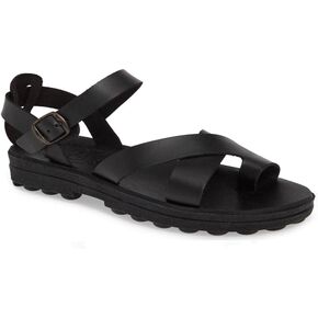 Jerusalem Sandals Womens Tovah Black, Durable Handcrafted Real Leather Sandals, Sandals for Women With Back Strap and Toe Loop, Molded Footbed, Textured sole, Waterproof