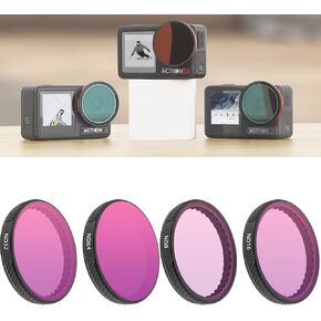 Lens Filter for DJI Osmo Action 5 Pro/3/4 Lens Filter Set Sports Camera ND8/16/32/64 UV NDPL CPL Polar Adjustable Protector Kit Accessories (3 Pcs: MCUV+CPL+ND8)