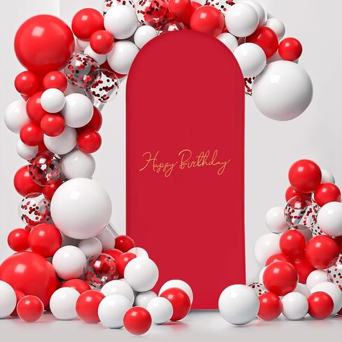 Arch Stand, 5.91FT Metal Arch Backdrop Stand Background Decoration Stands Balloon Background Bracket Arch Frame Kit w/Cloth Cover for Birthday Parties, Weddings, Opening Ceremonies (Gold+Red) in Saudi Arabia