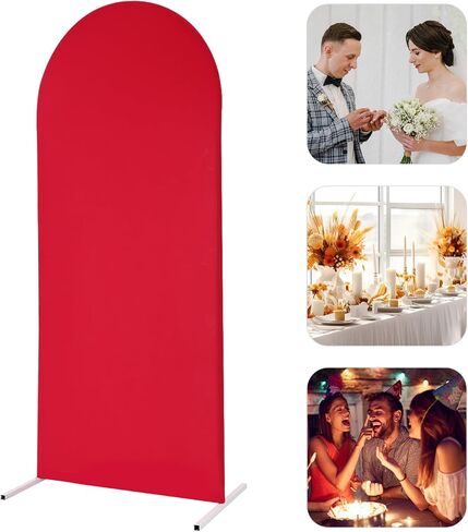Arch Stand, 5.91FT Metal Arch Backdrop Stand Background Decoration Stands Balloon Background Bracket Arch Frame Kit w/Cloth Cover for Birthday Parties, Weddings, Opening Ceremonies (Gold+Red) in Saudi Arabia