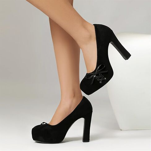 Elerhythm Women's Mary Jane Closed Toe Elegantes Gothic Punk Pumps Sweet Bow Platform High Heels Shoes in Kuwait