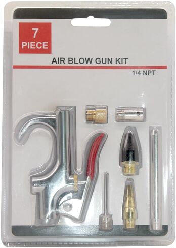 Air Blow Gun Kit Rubber Guard Nozzle,Air Blower Gun, Air Compressor Accessories Dust Cleaning Tool Pneumatic Tools (7 Pieces) in Saudi Arabia