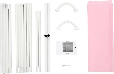 6.6FT x 3.3FT Wedding White Backdrop Stand w/Cover, Metal Balloon Arch Stand and Cover Set for Parties Wedding Ceremony Birthday Banquet Background Decoration (Pink) in Kuwait