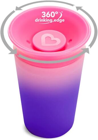 2 Miracle® 360° Color Changing Cup for Toddlers sippy cups, toddler cups spill proof with Dentist Recommended Spoutless Design, BPA-Free Kids Cups, Easy to Clean, 9oz, (Pink) in Saudi Arabia