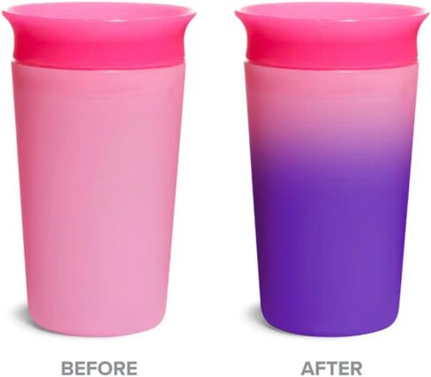 2 Miracle® 360° Color Changing Cup for Toddlers sippy cups, toddler cups spill proof with Dentist Recommended Spoutless Design, BPA-Free Kids Cups, Easy to Clean, 9oz, (Pink) in Saudi Arabia