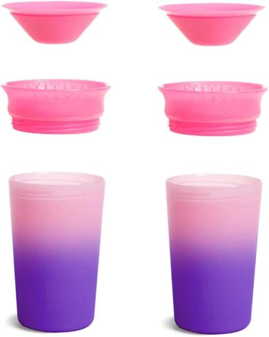 2 Miracle® 360° Color Changing Cup for Toddlers sippy cups, toddler cups spill proof with Dentist Recommended Spoutless Design, BPA-Free Kids Cups, Easy to Clean, 9oz, (Pink) in Saudi Arabia