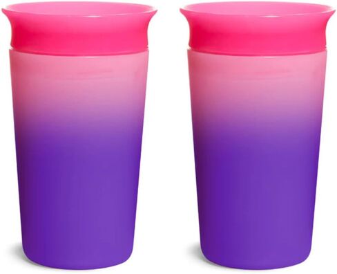 2 Miracle® 360° Color Changing Cup for Toddlers sippy cups, toddler cups spill proof with Dentist Recommended Spoutless Design, BPA-Free Kids Cups, Easy to Clean, 9oz, (Pink) in Saudi Arabia