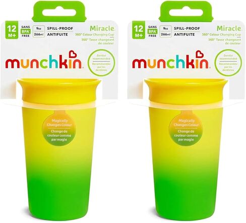 2 Miracle® 360° Color Changing Cup for Toddlers sippy cups, toddler cups spill proof with Dentist Recommended Spoutless Design, BPA-Free Kids Cups, Easy to Clean, 9oz, (Pink) in Saudi Arabia