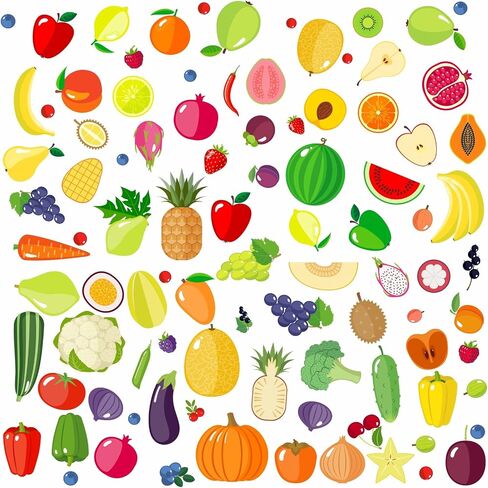 Cartoon Fruit Wall Decals Colorful Cute Fruit Wall Stickers Summer Fruits Decals Peel and Stick Removable Vegetable Fruits Stickers Fruit Wall Decor for Kitchen Nursery Kids Room in Kuwait