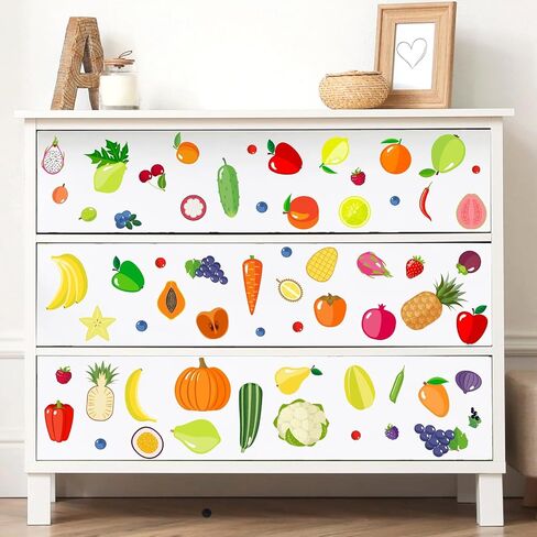 Cartoon Fruit Wall Decals Colorful Cute Fruit Wall Stickers Summer Fruits Decals Peel and Stick Removable Vegetable Fruits Stickers Fruit Wall Decor for Kitchen Nursery Kids Room in Kuwait