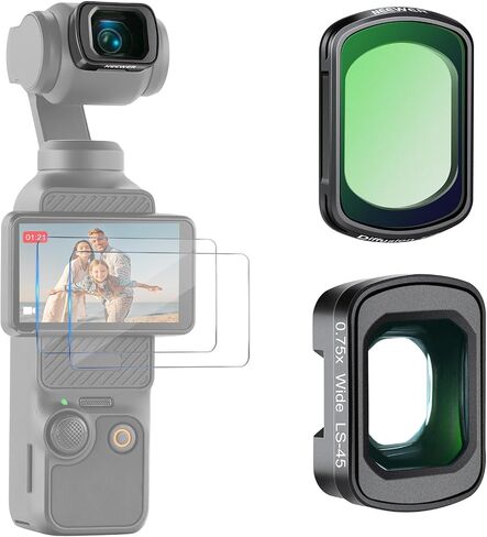 NEEWER ND8/PL ND32/PL ND64/PL CPL Black Diffusion 1/4 Filter for Mist Cinematic Effect 0.75x Wide Angle, 2X Macro Lens, Compatible with DJI Osmo Pocket 3 / Pocket 4 / Xtra Muse, FL-B16 in Kuwait