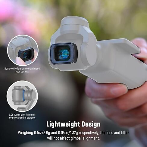NEEWER ND8/PL ND32/PL ND64/PL CPL Black Diffusion 1/4 Filter for Mist Cinematic Effect 0.75x Wide Angle, 2X Macro Lens, Compatible with DJI Osmo Pocket 3 / Pocket 4 / Xtra Muse, FL-B16 in Kuwait