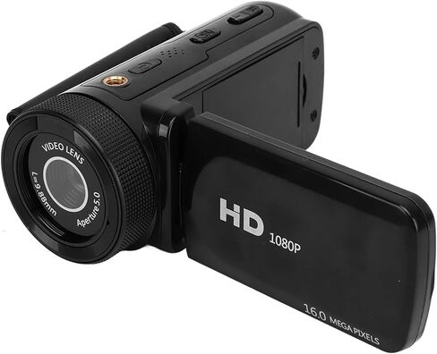 Yunseity Video Camera Camcorder, 16MP 1080P Digital Camera for Photography, 180° Flip Screen, 16X Digital Zoom, Vlogging Camera with External Microphone, 0.45X Wide Angle Lens (US Plug) in Saudi Arabia