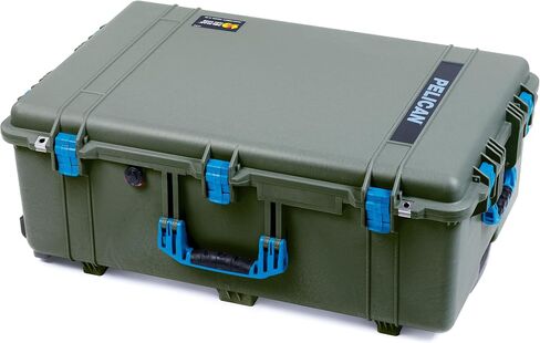 ColorCase Pelican 1650 Case OD Green - Large Sized Rolling Waterproof Case with Pick & Pluck Foam & Convoluted Lid Foam - Orange Handles & Latches in Saudi Arabia