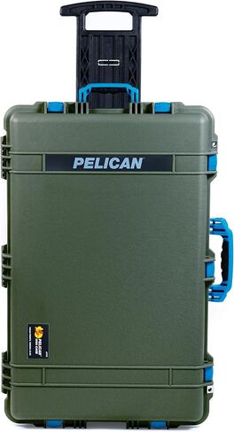 ColorCase Pelican 1650 Case OD Green - Large Sized Rolling Waterproof Case with Pick & Pluck Foam & Convoluted Lid Foam - Orange Handles & Latches in Saudi Arabia
