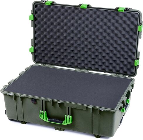 ColorCase Pelican 1650 Case OD Green - Large Sized Rolling Waterproof Case with Pick & Pluck Foam & Convoluted Lid Foam - Orange Handles & Latches in Saudi Arabia