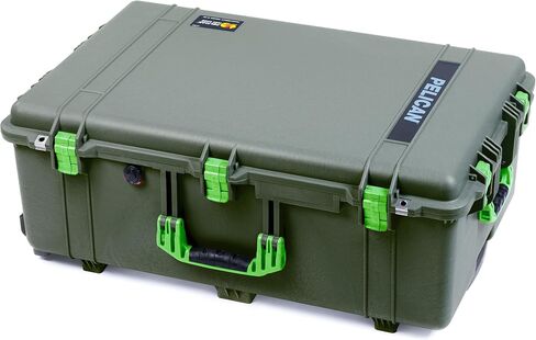 ColorCase Pelican 1650 Case OD Green - Large Sized Rolling Waterproof Case with Pick & Pluck Foam & Convoluted Lid Foam - Orange Handles & Latches in Saudi Arabia