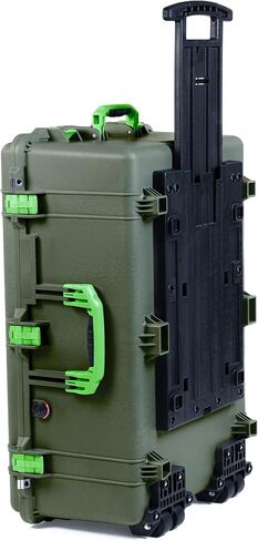 ColorCase Pelican 1650 Case OD Green - Large Sized Rolling Waterproof Case with Pick & Pluck Foam & Convoluted Lid Foam - Orange Handles & Latches in Saudi Arabia