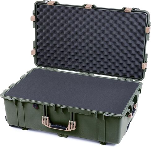 ColorCase Pelican 1650 Case OD Green - Large Sized Rolling Waterproof Case with Pick & Pluck Foam & Convoluted Lid Foam - Orange Handles & Latches in Saudi Arabia