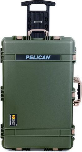 ColorCase Pelican 1650 Case OD Green - Large Sized Rolling Waterproof Case with Pick & Pluck Foam & Convoluted Lid Foam - Orange Handles & Latches in Saudi Arabia