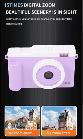 Bewinner 1080P Digital Camera for Photography, WiFi 48MP Vlogging Camera with LED Flash, 15x Digital Zoom Autofocus Compact Travel Cameras for Beginner (Purple) in Saudi Arabia