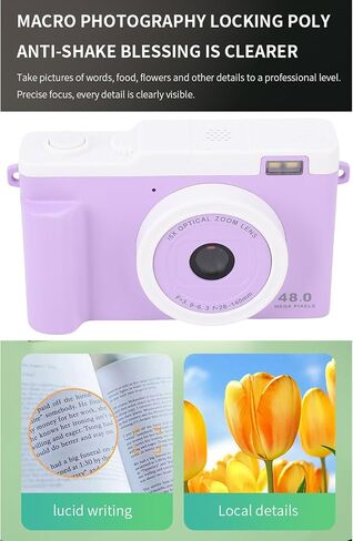 Bewinner 1080P Digital Camera for Photography, WiFi 48MP Vlogging Camera with LED Flash, 15x Digital Zoom Autofocus Compact Travel Cameras for Beginner (Purple) in Saudi Arabia
