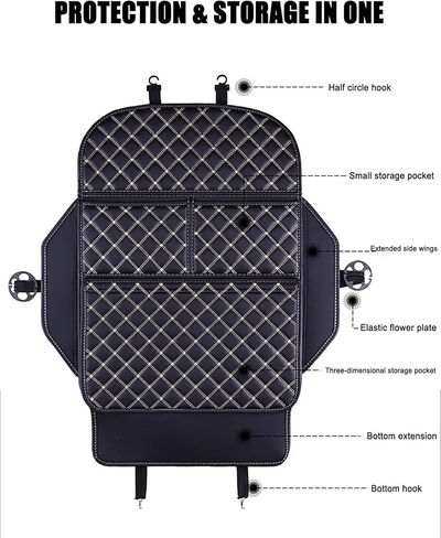 2 Pcs Car Seat Kick Mats Back Seat Protector for Mitsubishi Colt T120SS L300, Car Leather Kick Mats,Car Seat Back Protection Pad,Anti-Kick Scratch Resistant, B Long-Black in Kuwait