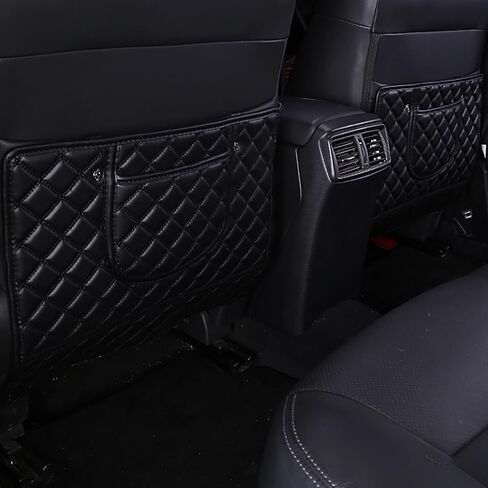 2 Pcs Car Seat Kick Mats Back Seat Protector for Mitsubishi Colt T120SS L300, Car Leather Kick Mats,Car Seat Back Protection Pad,Anti-Kick Scratch Resistant, B Long-Black in Kuwait