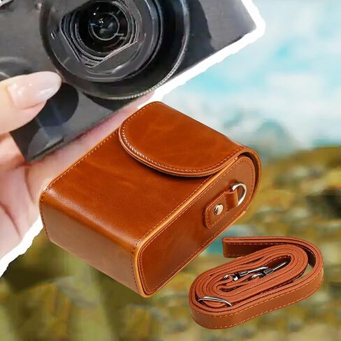 Camera Sling Bag Camera Case, Practical Small PU Leather Lightweight Waterproof Profession Carrying Crossbody Case, Coffee in Saudi Arabia