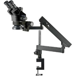 3.5X-90X Black Rocker Bracket Trinocular Stereo Microscope 0.7X-4.5X Continuous Zoom Lens