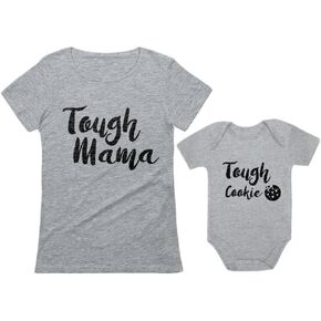 Tstars Tough Cookie Mommy and Me Matching Outfits Mothers Day Mom & Baby Shirts Set