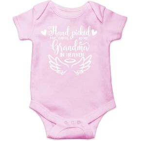 Belle Homie Hand Picked For Earth By Grandma In Heaven - Funny Baby Essentials Bodysuit - Newborn Boy Clothes
