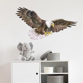 ROFARSO Lifelike Cool Flying Bald Eagle America Bird Wall Stickers Removable Wall Decals Peel and Stick Wall Art Decorations Home Decor for Kid Nursery Baby Bedroom Living Room Playing Room Murals