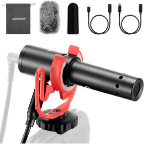 الميكروفون Neewer USB C ، MIC لخفض الضوضاء ، المكونات والتشغيل ، ميكروفون بندقيات صغيرة مع حامل مقاوم للصدمة ، متوافق مع iPhone Android Phone PC DJI Osmo Pocket 3 Insta360 Action Cameras ، KM17