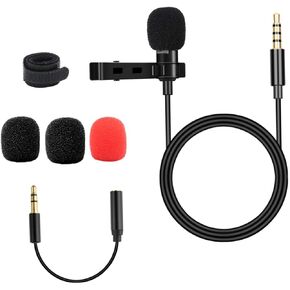 Clip Omnidirectional Lavalier Microphone for Smartphones and Computers Cable Audio for Interviews and Recordings Portable Black Design Accessories